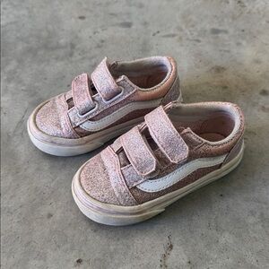 Vans Pink Sparkle Old Skool Velcro Sneaker Toddler 6